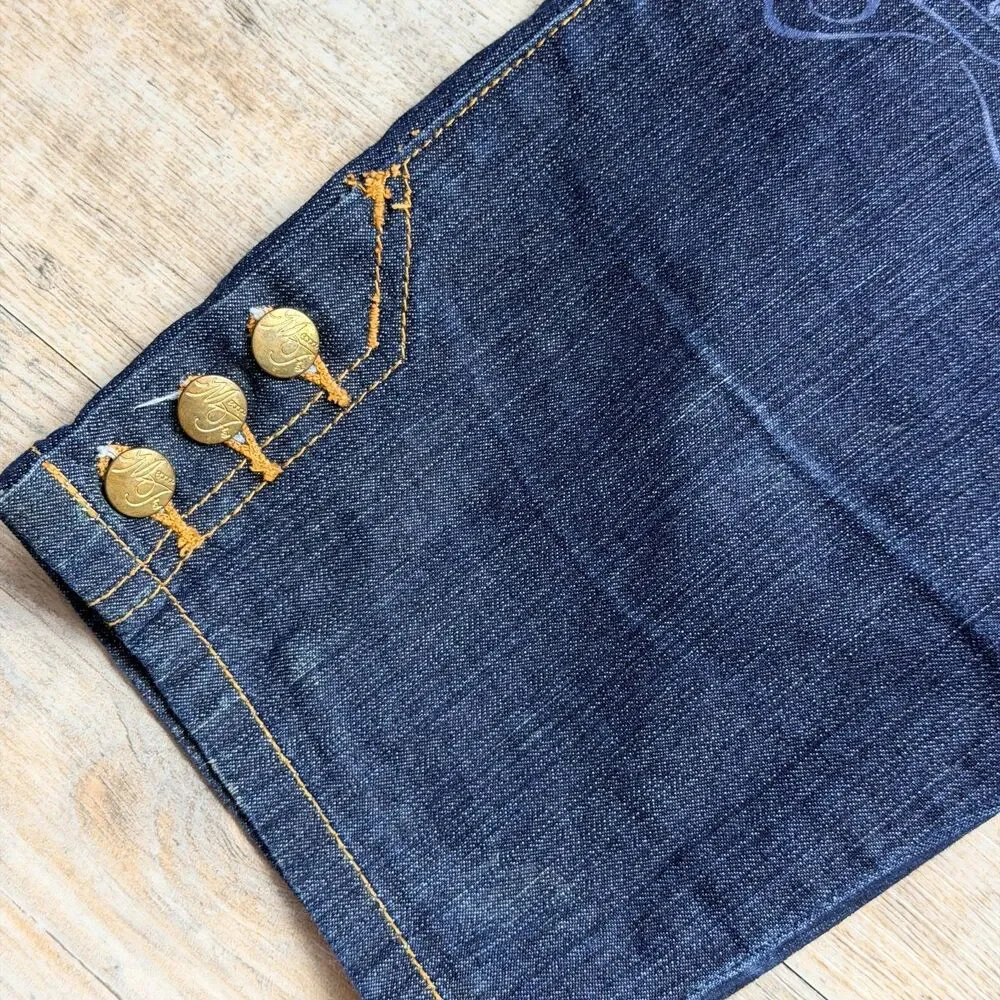 Y2K Urban Streetwear Mecca Femme Denim Bermuda Shorts Bling Pockets Size 7/8